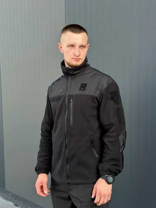 Військова чорна фліска ЗСУ тактична чорна флісова кофта 46-60р