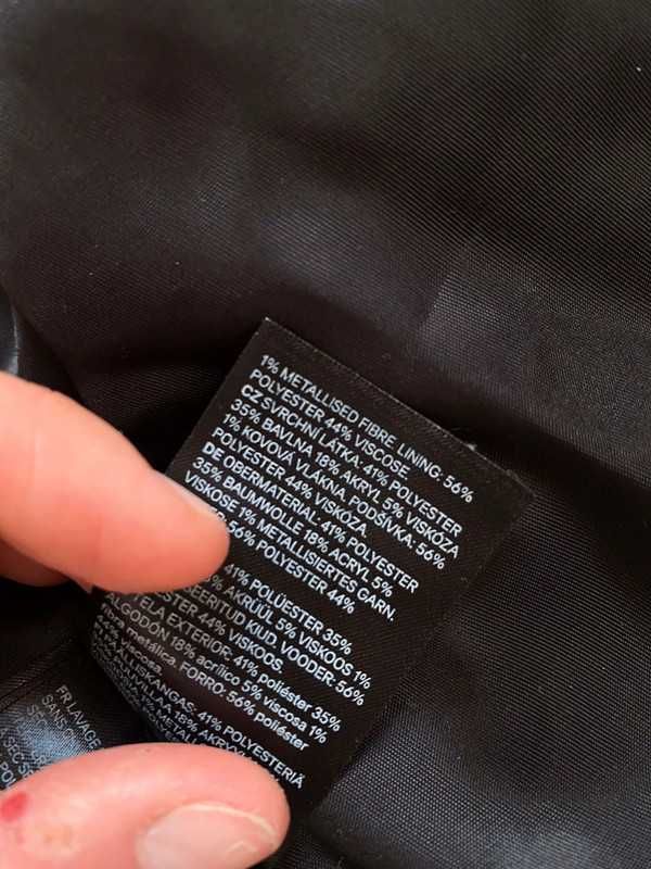 Czarna biała kurtka żakiet marynarka tweed ze srebrna nitką h&m xs
