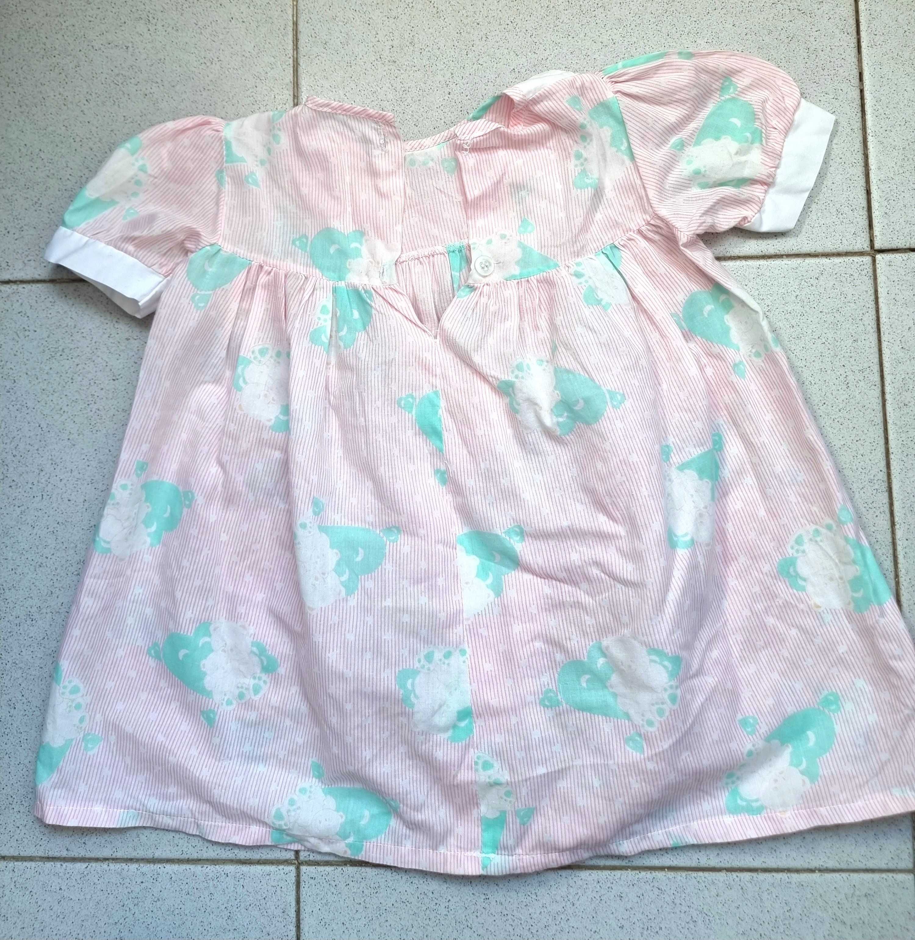 Vestido fresco em tons de rosa com ursinhos, 2 anos