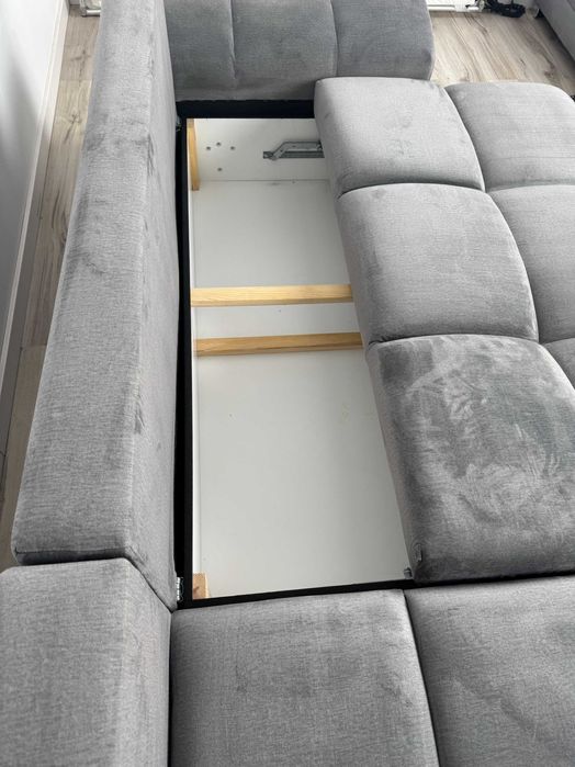 Szary narożnik L funkcja spania okazja outlet wysyłka promocja modny