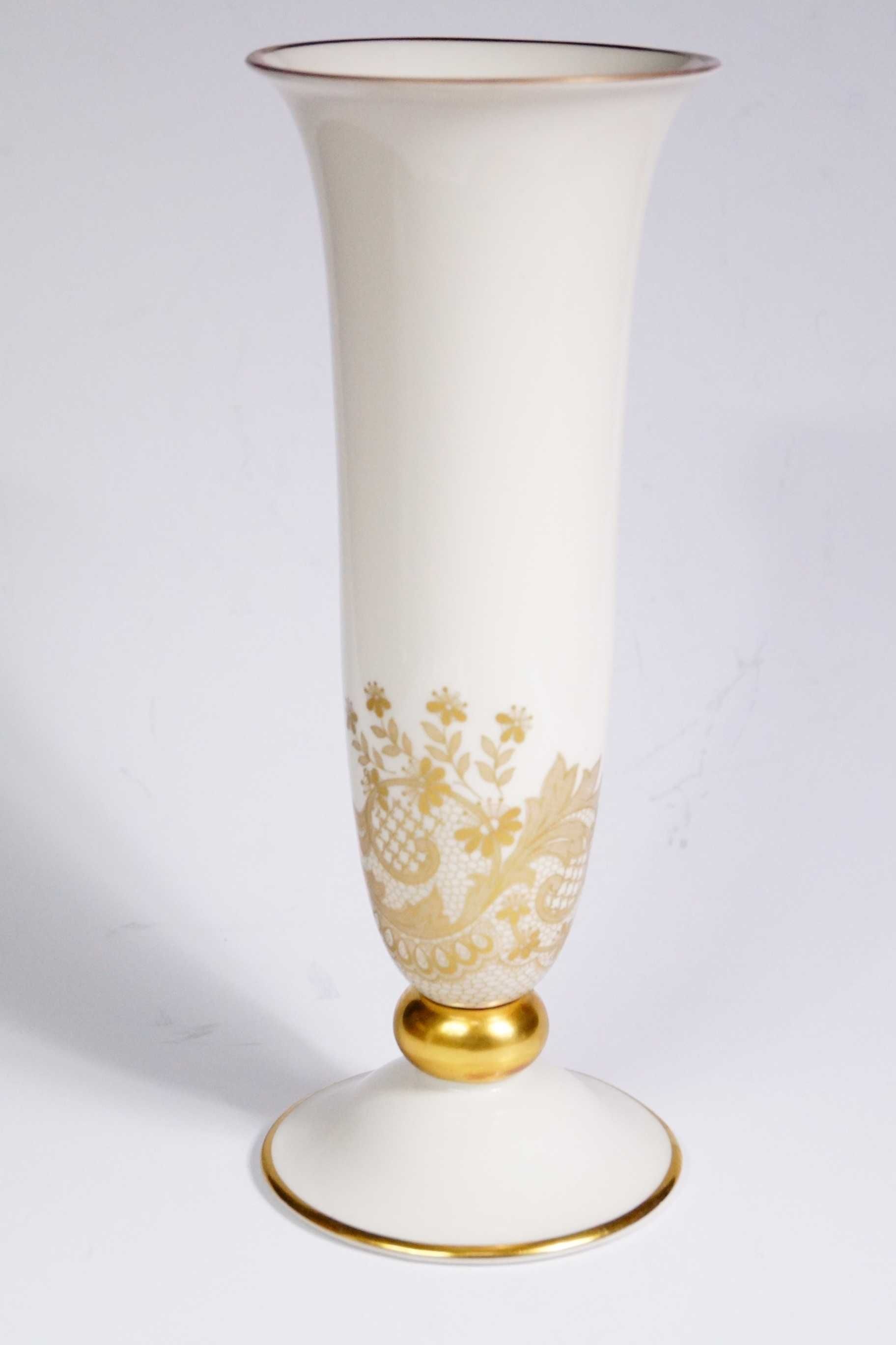 LINDNER wazon porcelanowy ecru złoto