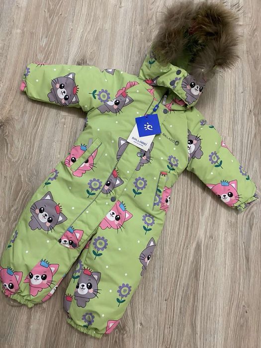 Зимовий/зимний суцільний термокомбінезон на дівчинку/девочку 80-104