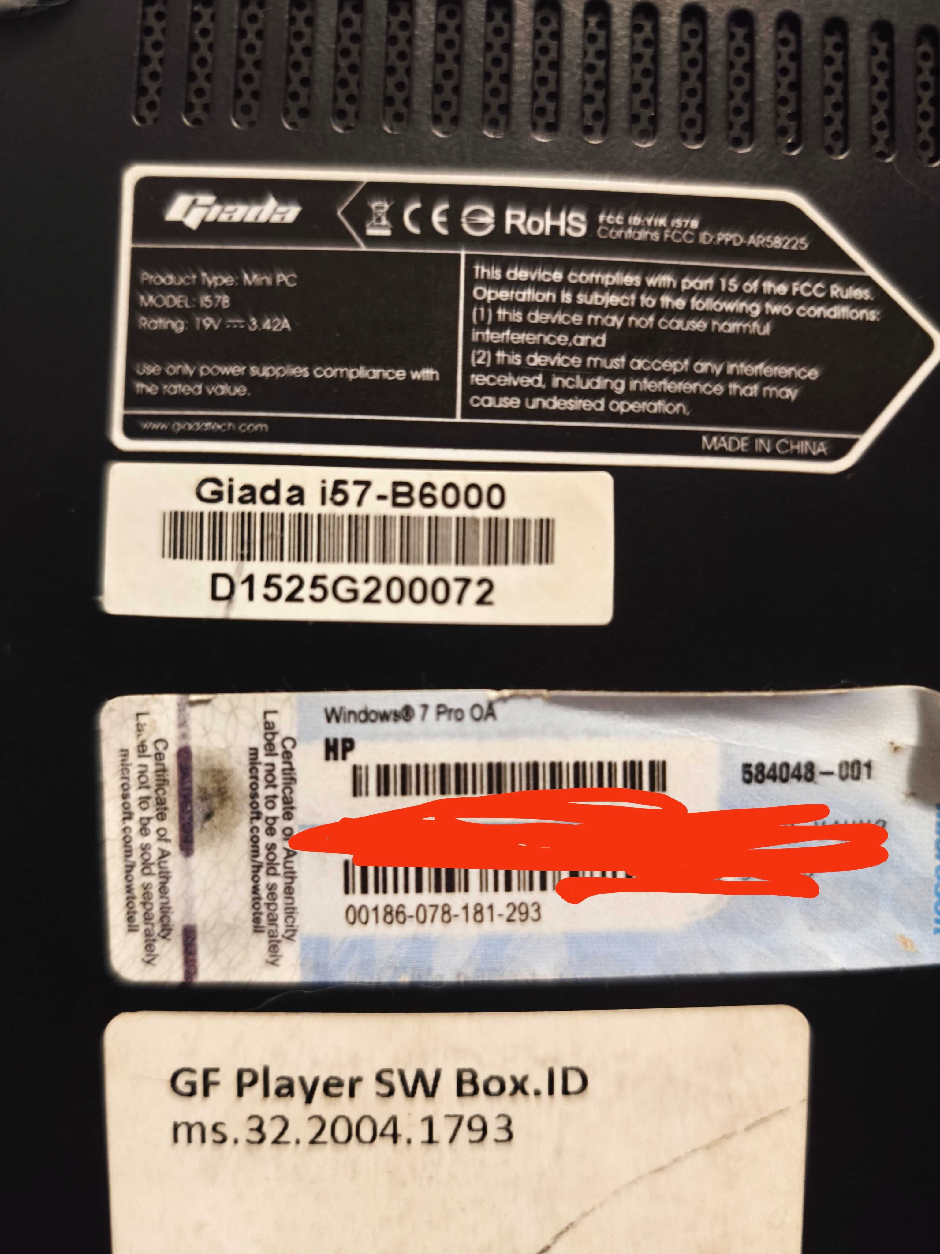 Mini PC Giada i57-B6000 i3-4010U 4GB