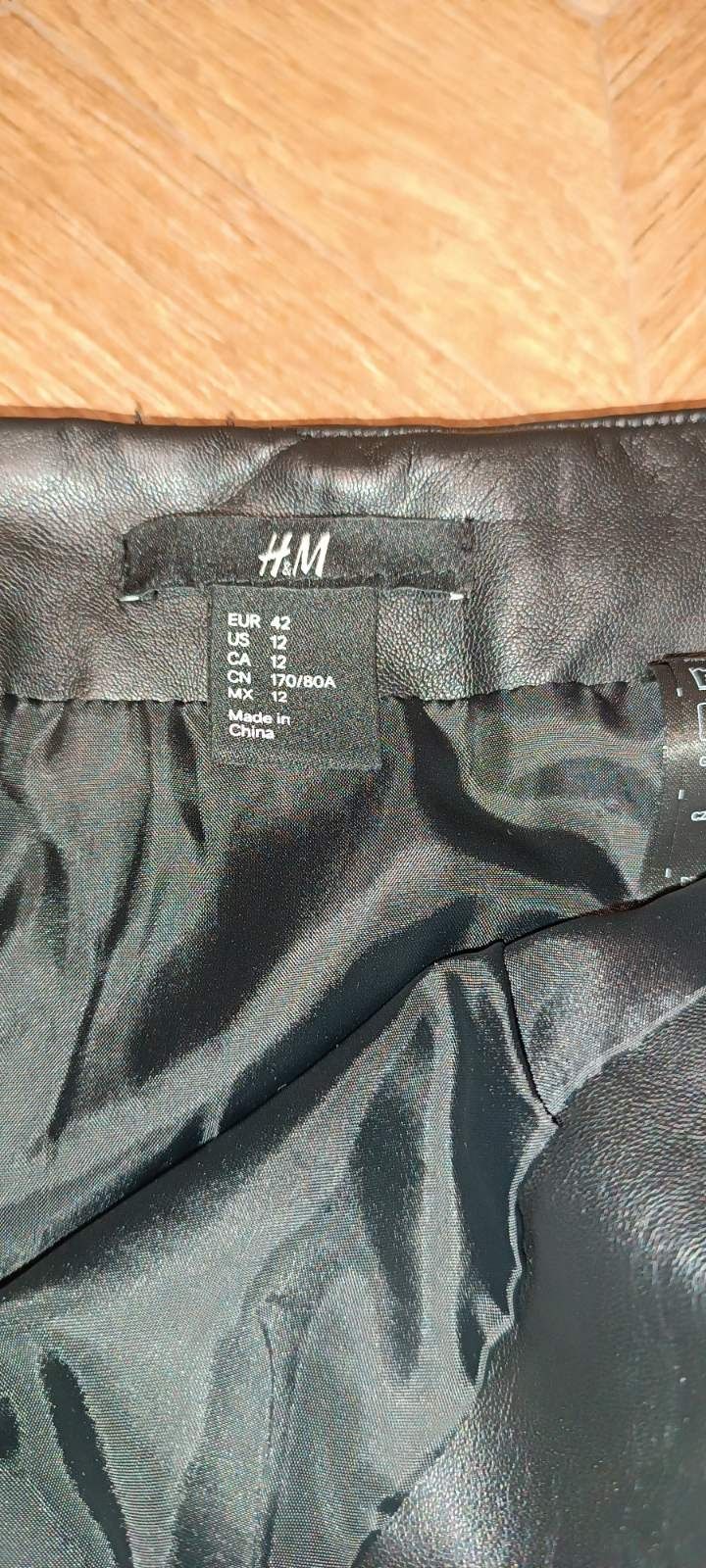 Кожаная юбка H&M, размер 48
