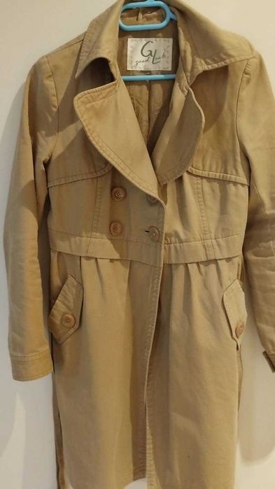 beżowy trencz bawełniany rozmiar S