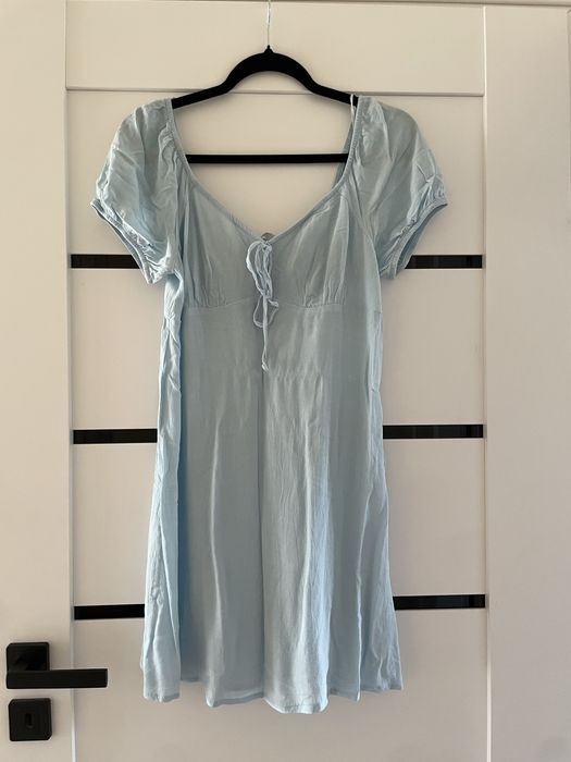 Letnia zwiewna niebieska sukienka rozmiar M 100% wiskoza
