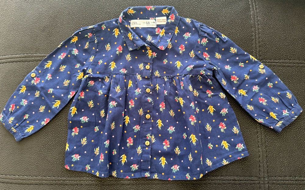 Blusa Azul Flores (9-12M) ZARA