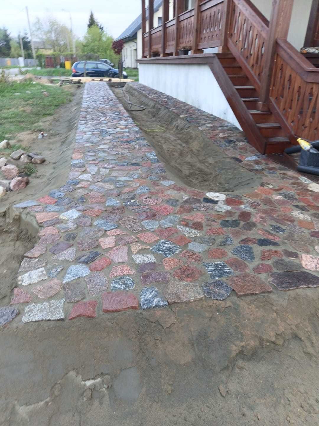 Układanie Kamienia Łupanego (Polnego) Kostki Brukowej