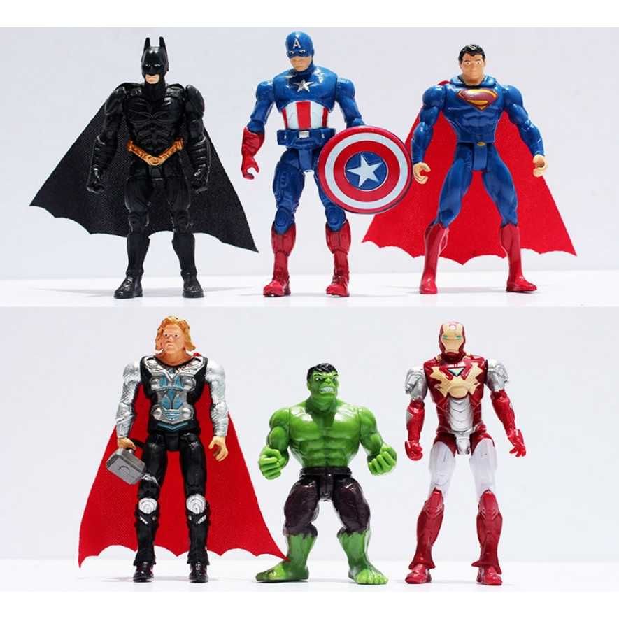 6 figurek marvel avengers hulk ironman batman superman thor captain am