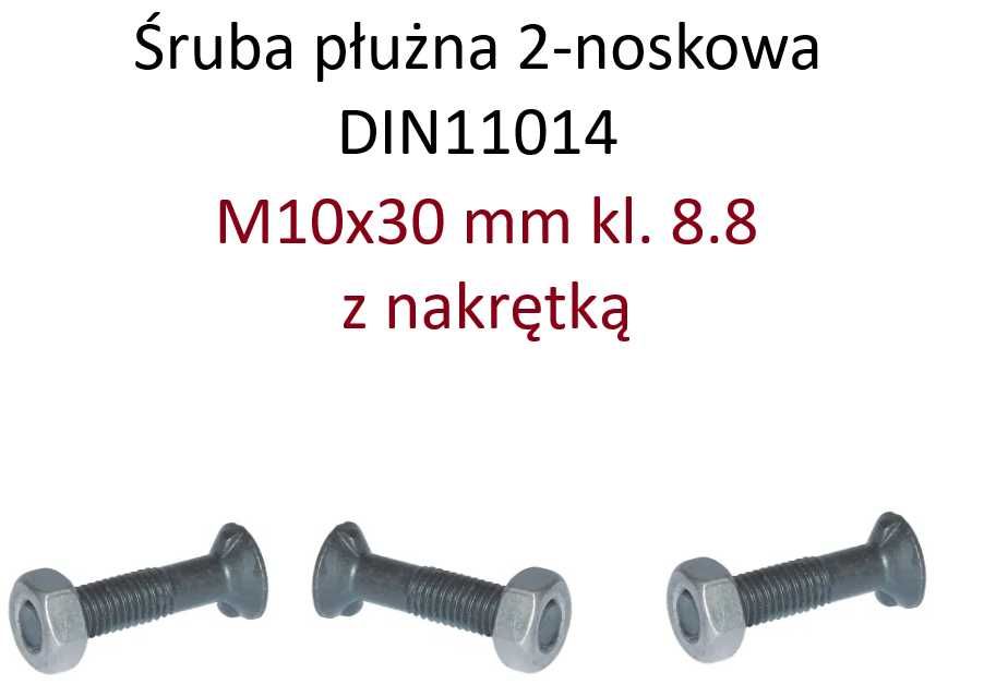 Śruba płużna 2-noskowa DIN11014 M10x30 mm kl. 8.8 z nakrętką