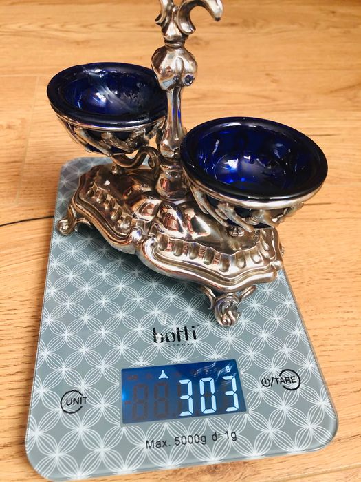 Srebrny kabaret do przypraw srebro Pr 950 Minerva XIX wiek