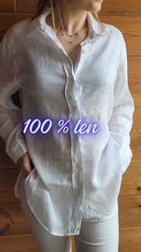 Białą oversizowa koszula Zara S linen lin