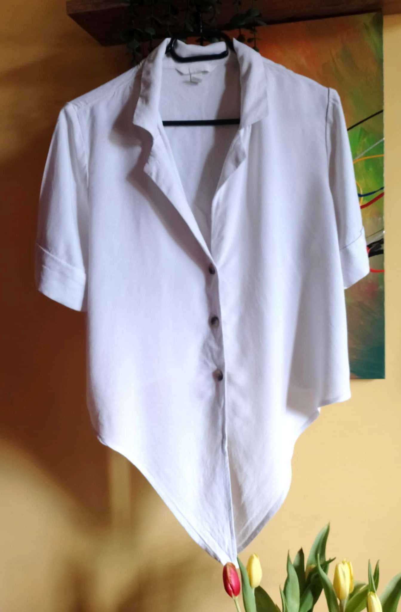 bluzka biała H&M 40/42 wiązany dół/na guziki  L/XL