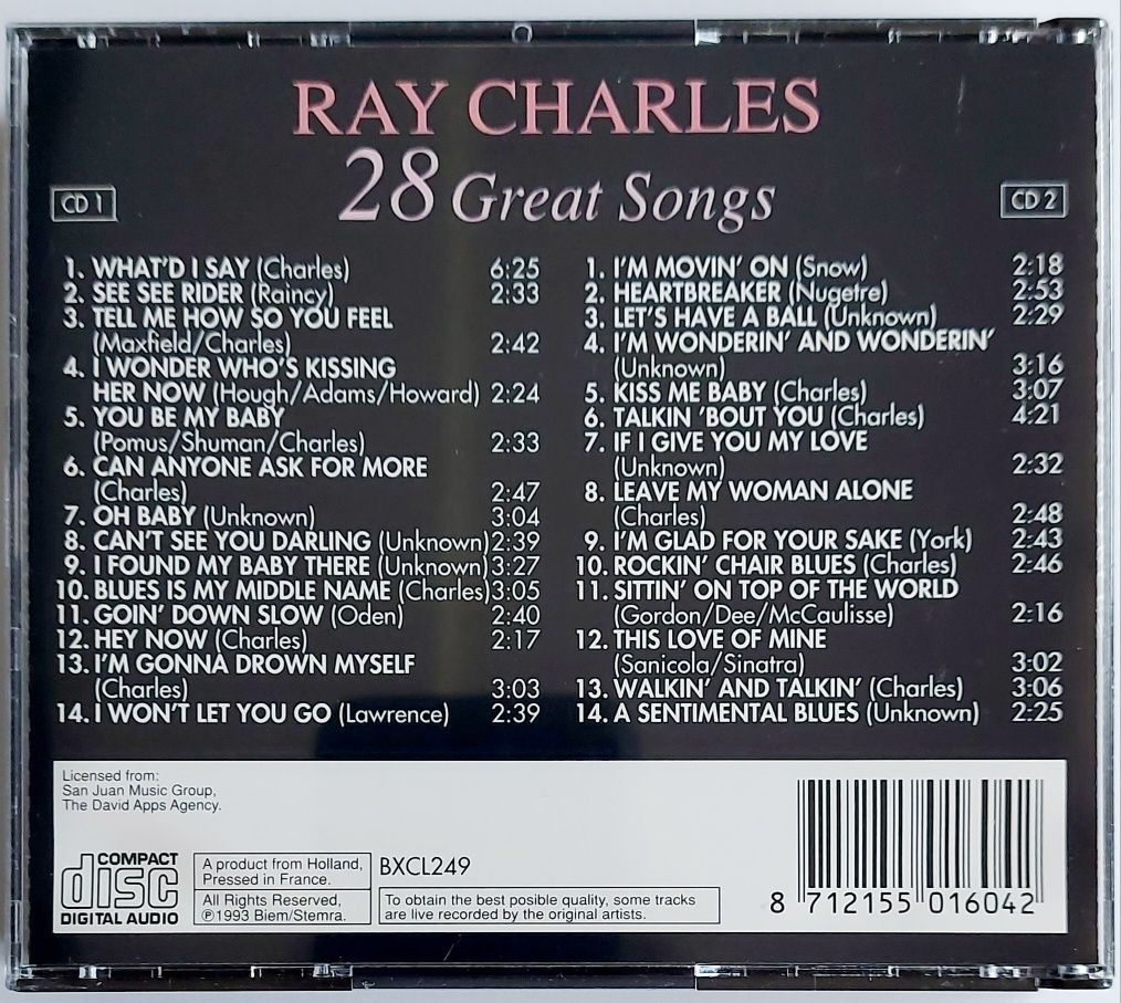 Ray Charles 28 Great Songs 2CD 1993r