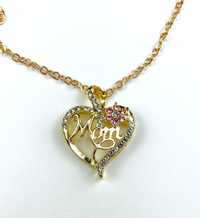 Nowy złoty naszyjnik z zawieszką w kształcie serca i cyrkoniami