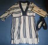 Туніка Zara, молочний клатч River Island,темносині котонові балетки36р