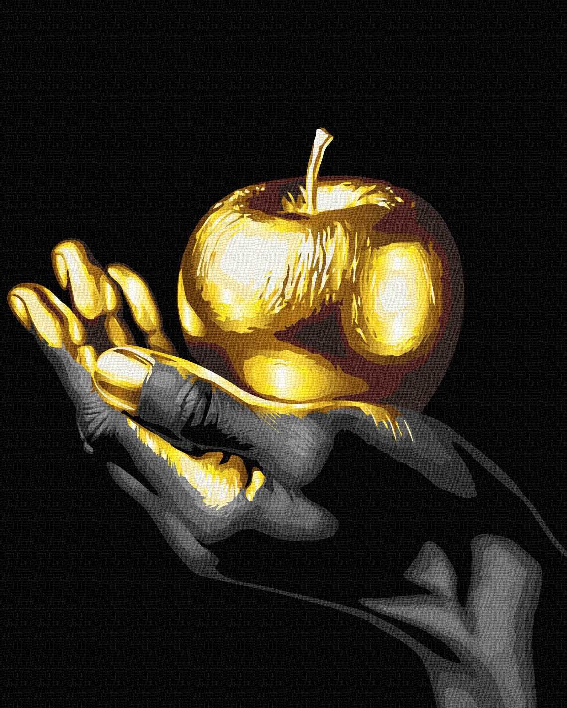 Картина по номерам на чорному холсті Золотой фрукт 40x50 см