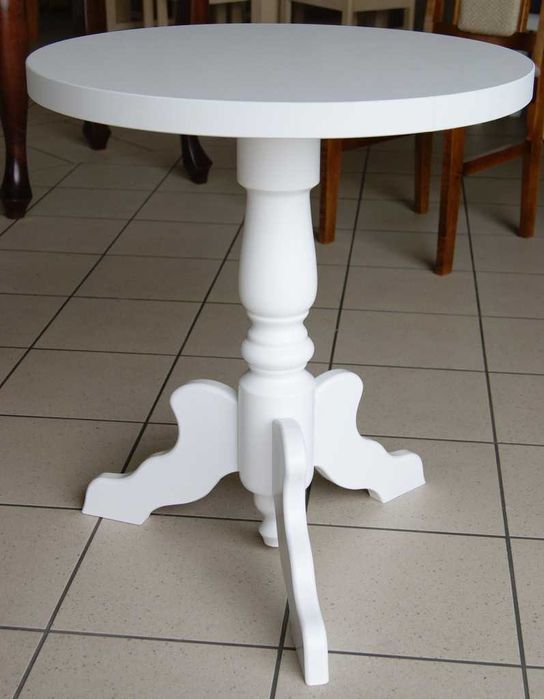 STOLIK KAWOWY Klasyczny OKRĄGŁY Biały toczny ludwik