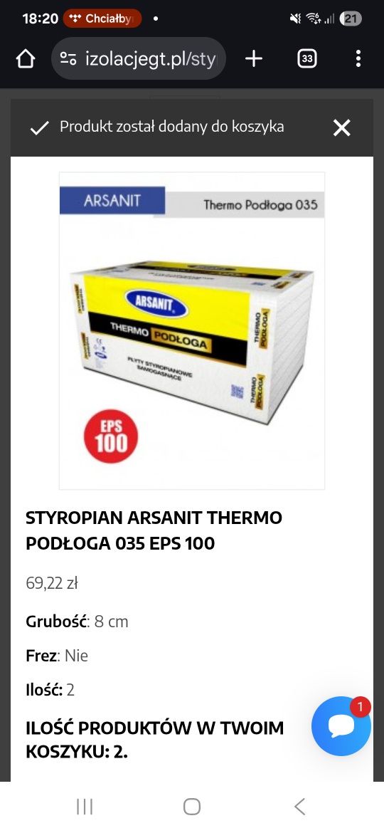 Styropian arsanit podłoga 035 Eps 100