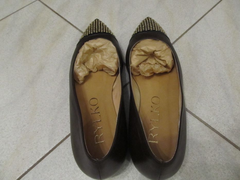 Baleriny Ryłko 37 brązowo-czarne - Nowe