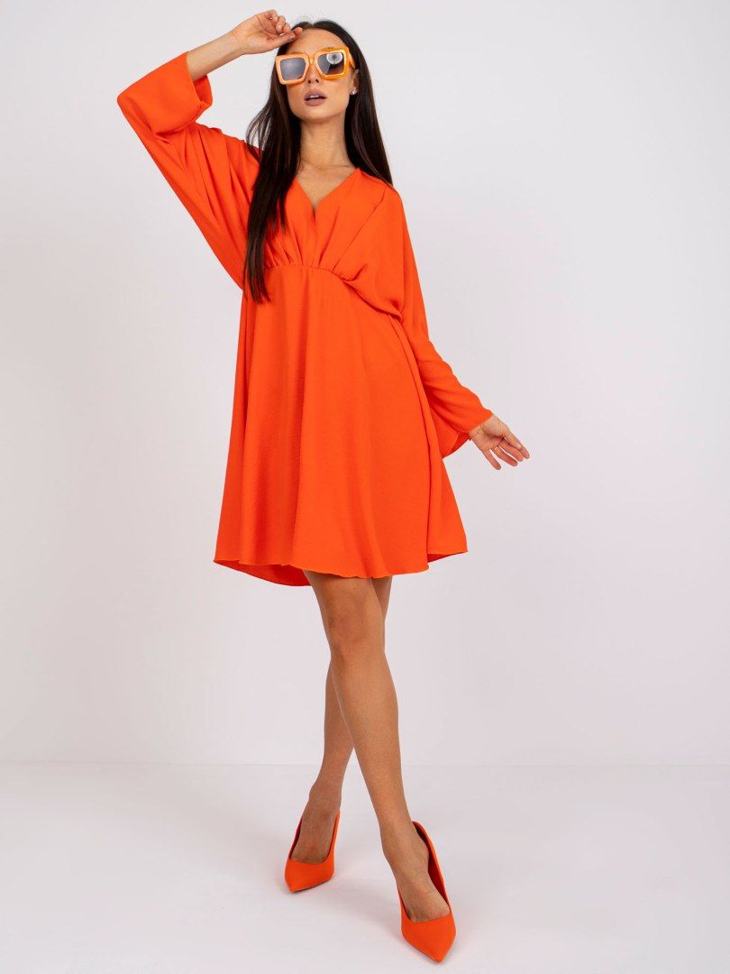 Sukienka Zayna pomarańczowa z szerokim rękawem