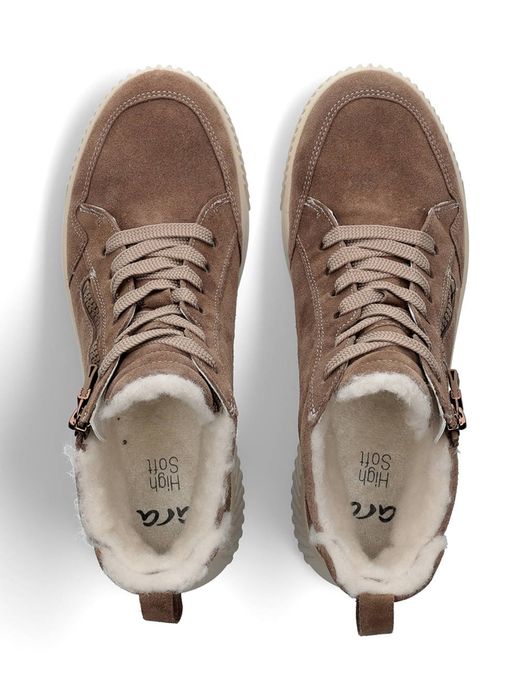 Світло-коричневі черевики в стилі ugg ara замшеві з хутром 41