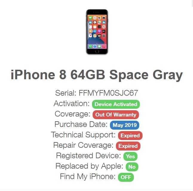 iPhone 8 64GB Space Gray A1905