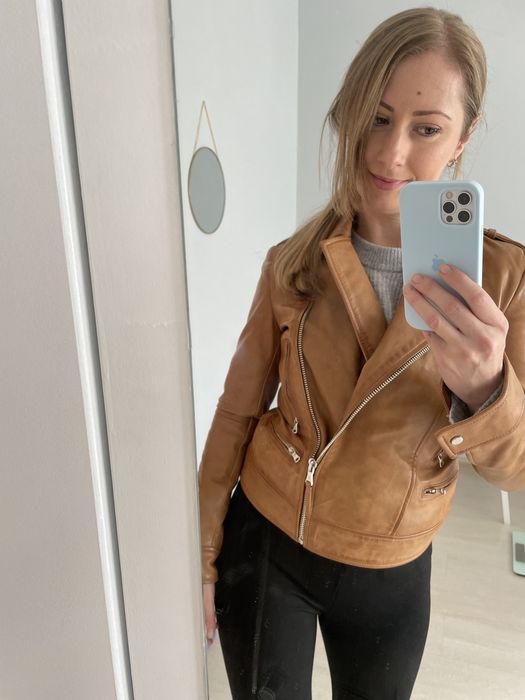 Куртка косуха шкіряна Massimo Dutti xs