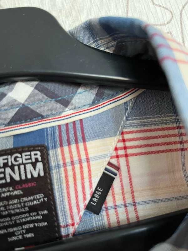 koszula damska klasyczna w kratę Tommy Hilfiger Denim L