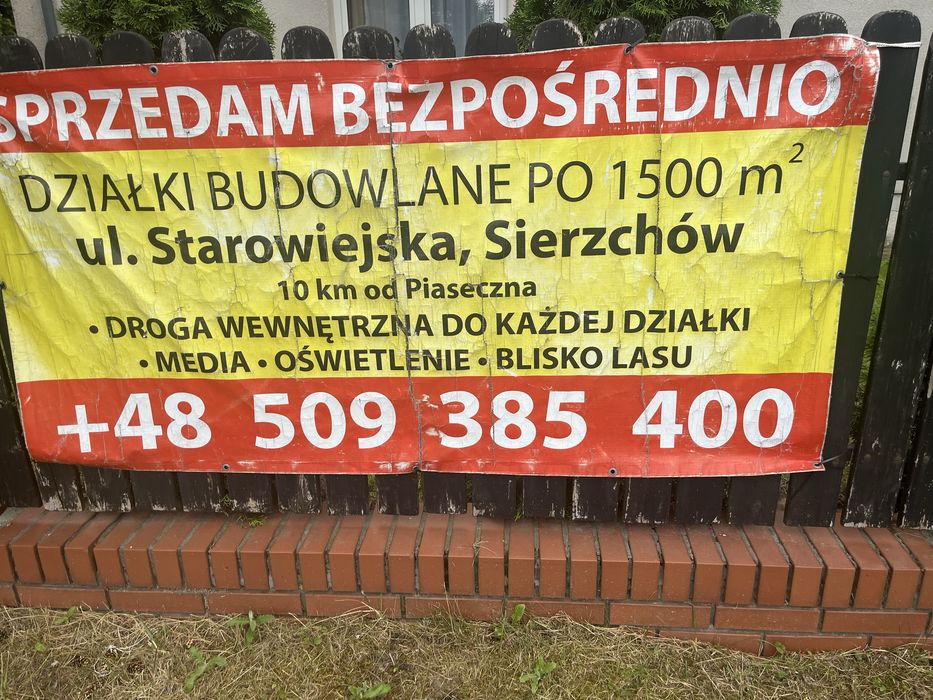 Dzialka 1500 m2 niedaleko Piaseczna