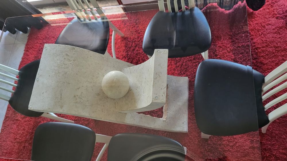 Mesa + cadeiras em madeira