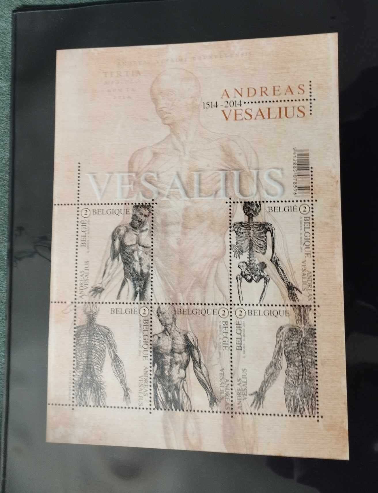 Folha Miniatura Belga da Emissão Conjunta de Andrea Vesalius