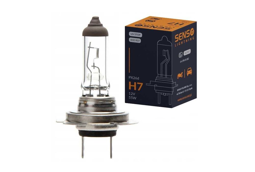 ŻARÓWKA H7 żarówki H7 SENSO 12V 55W HOMOLOGACJA E4 zestaw 3 sztuki