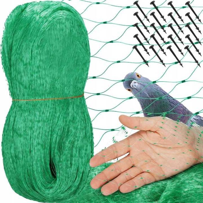 SIATKA NA PTAKI ochronna MOCNA przeciw gołębiom szpakom 10x20 UV+KOTWY