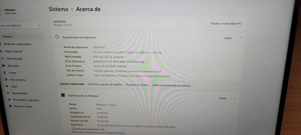 Portátil Lenovo IdeaPad 5 - i7 11ªth/8GB RAM/ 512GB SSD /NVIDIA MX450