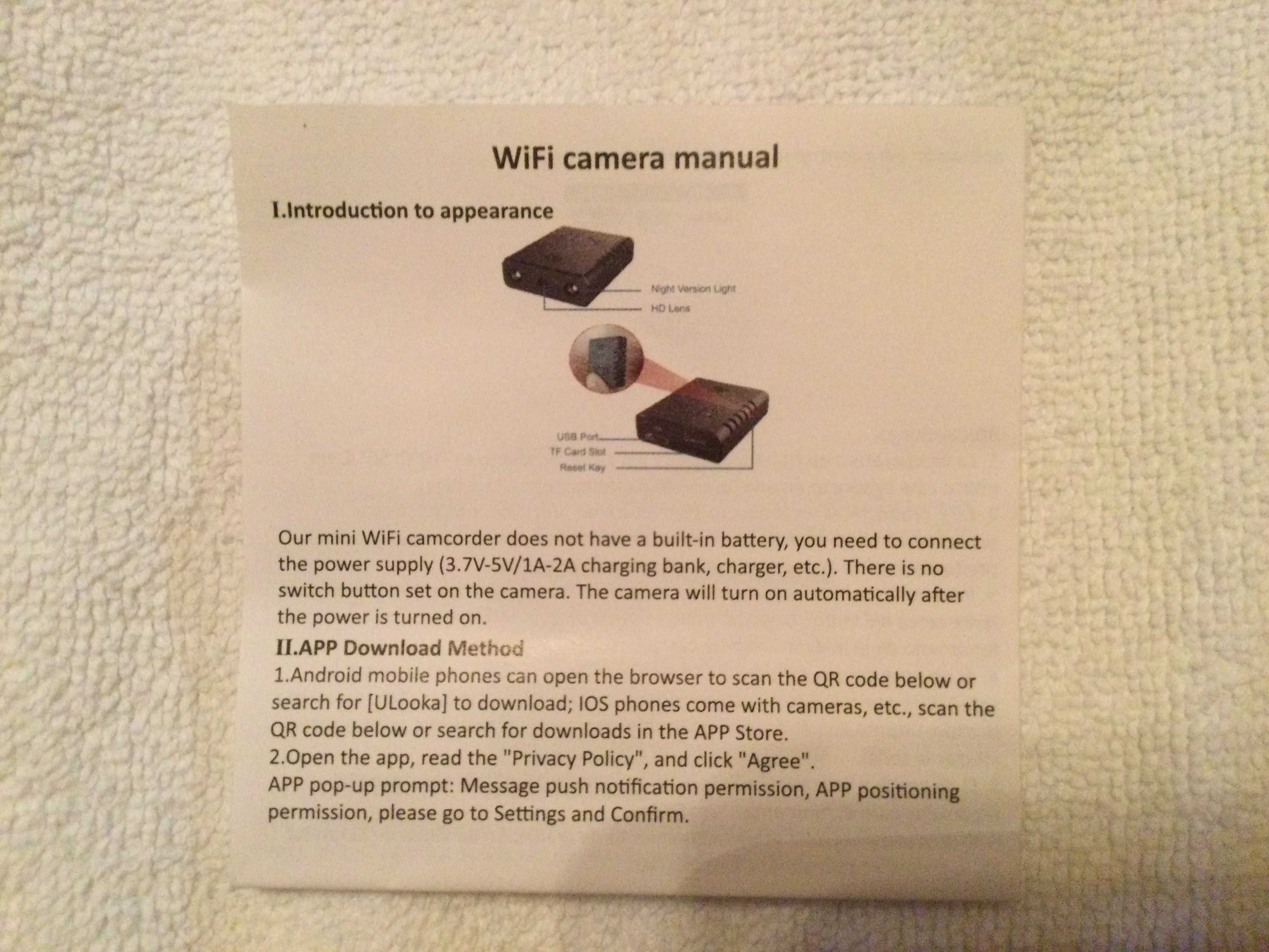 Wi-Fi микро видеокамера
