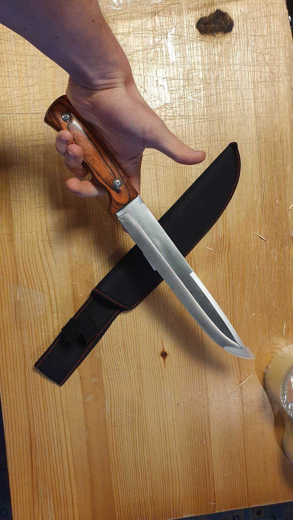 Duży Nóż Myśliwski 37,5cm Długości z Pokrowcem Taktyczny Survival 219B