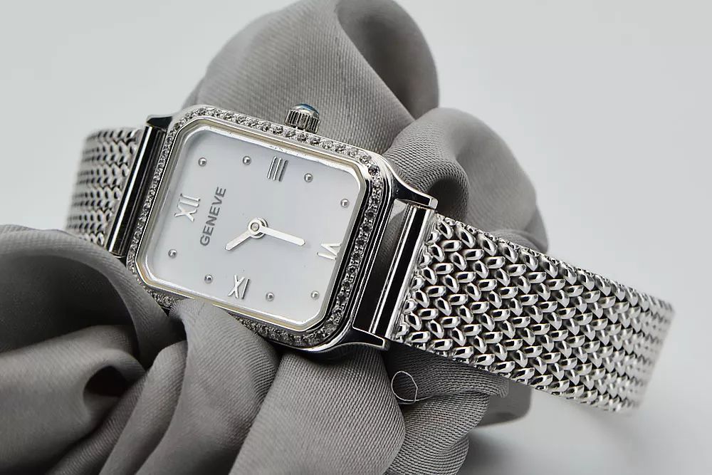 Zegarek z białego złota 14k damską z BRYLANTAMI lwd055wdw&lbw003w P