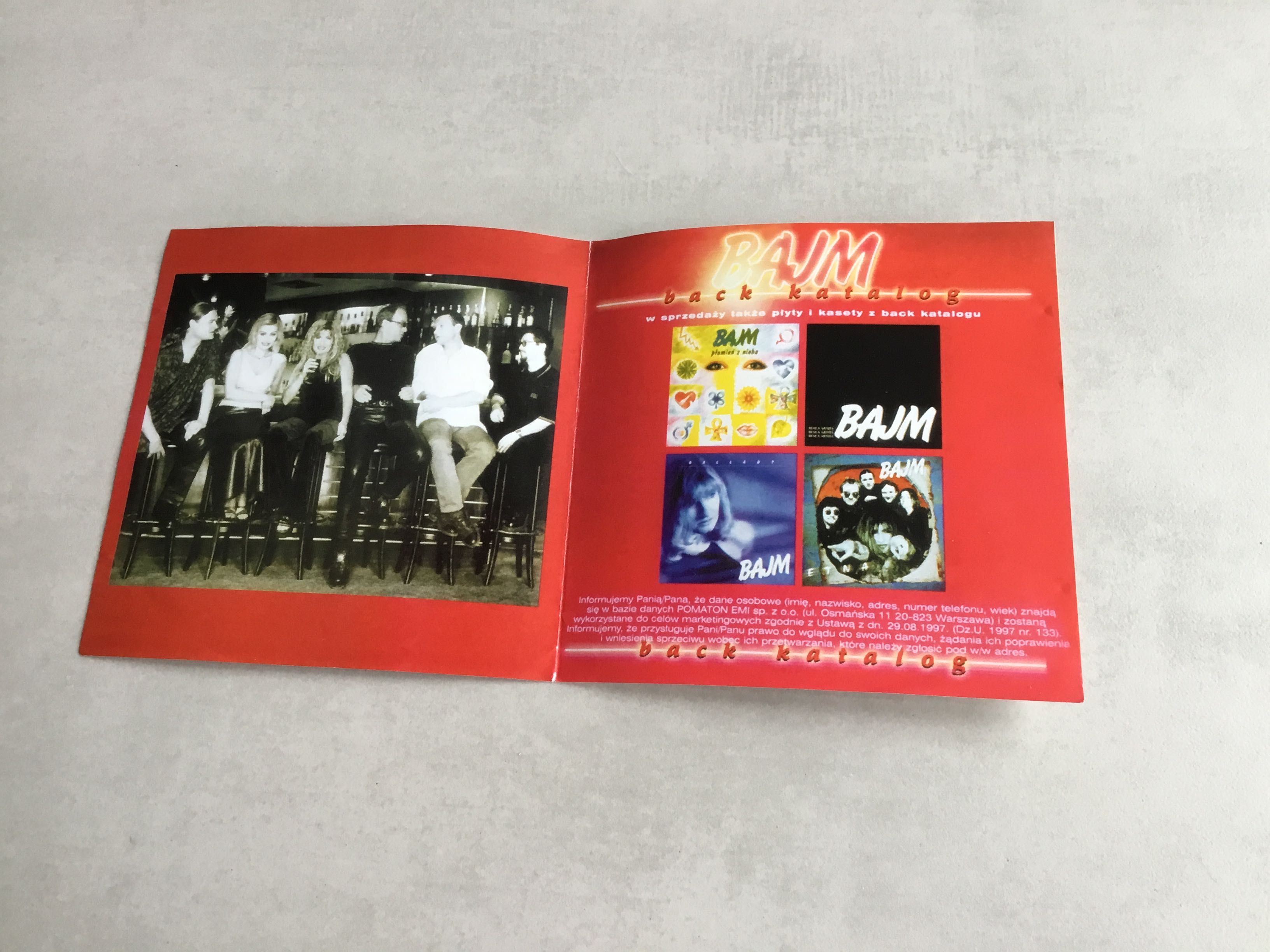 okładka do CD, z piosenekami zespołu „Bajm”