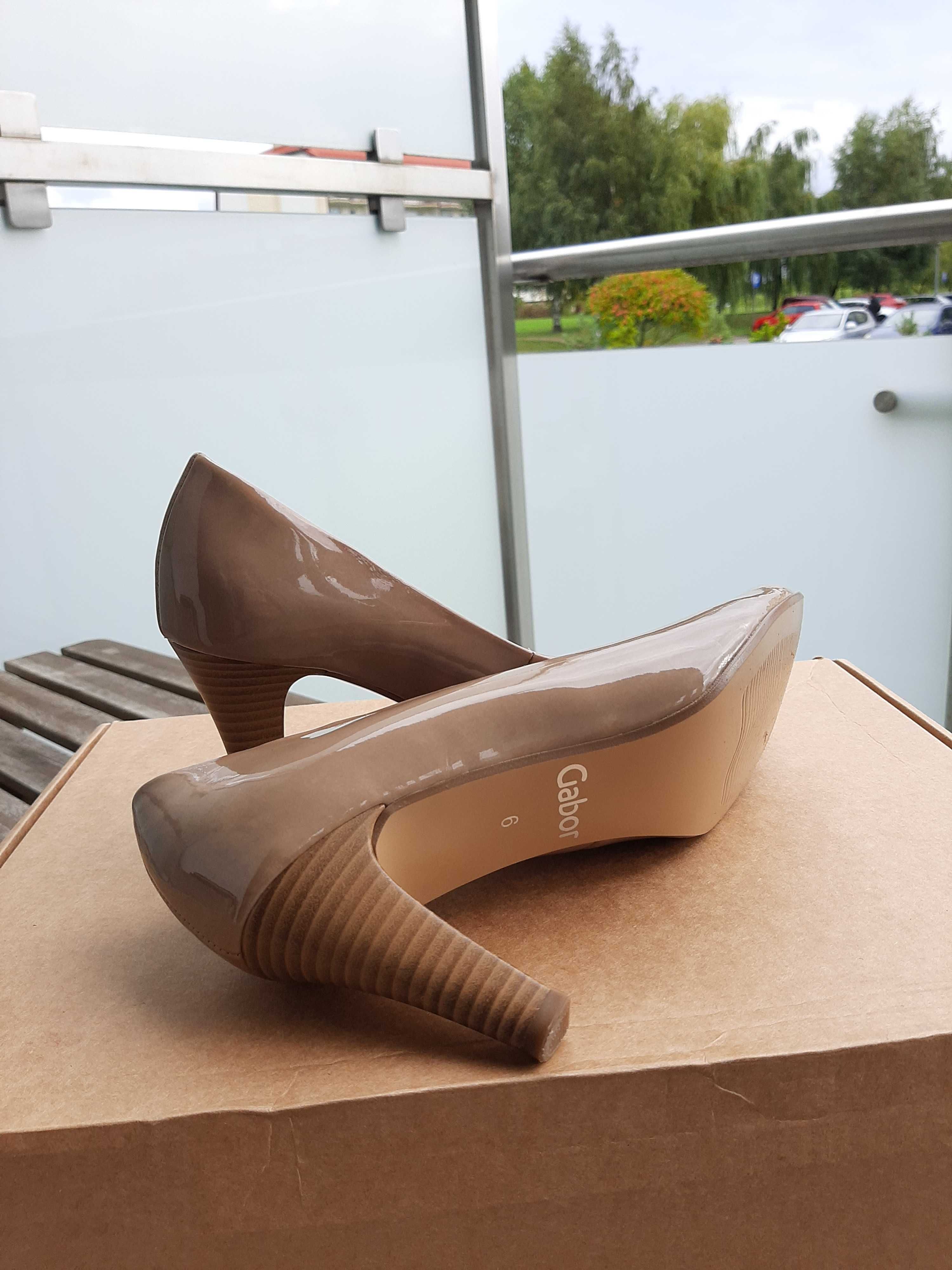 Skórzane czółenka Gabor. Buty na wesele. Wygodne szpilki
