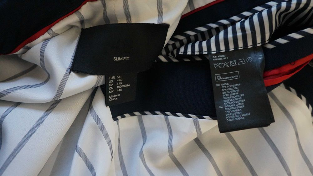 Marynarka Dwurzędowa H&M Rozmiar 54 Kolor Granatowy Slim Fit