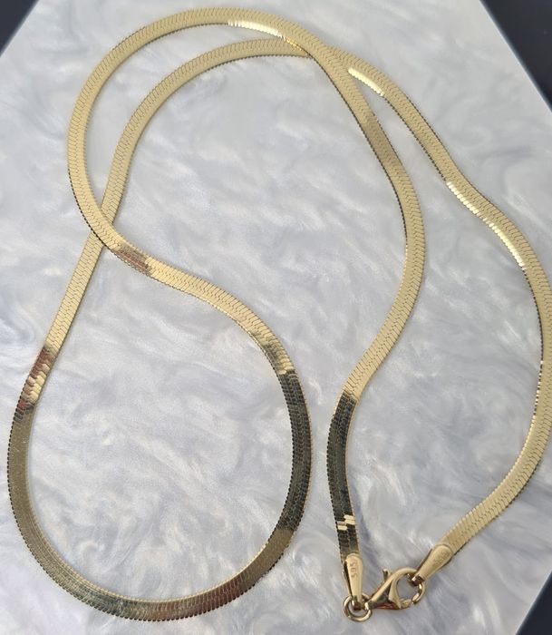 Nowy złoty łańcuszek naszyjnik płaska żmijka taśma p. 585 cienki