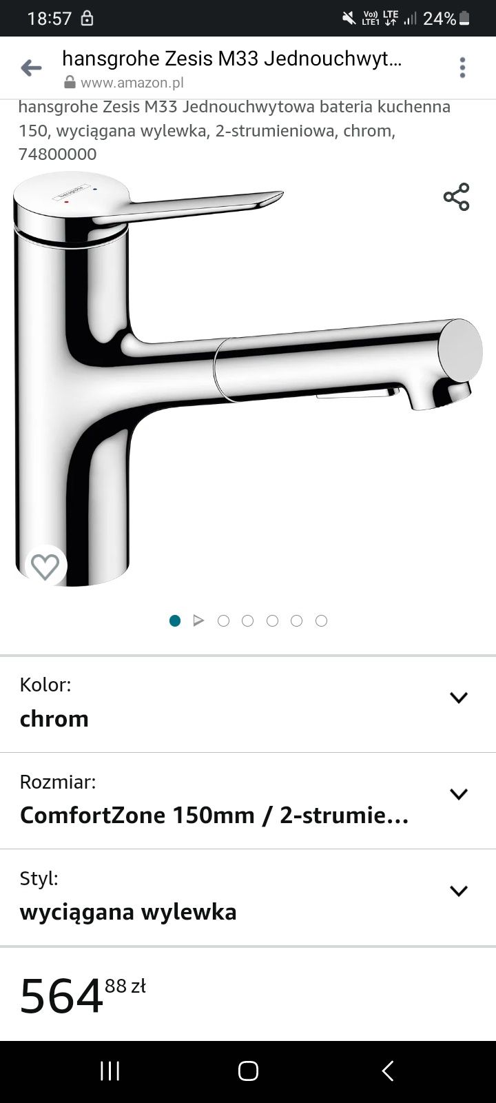 Hansgrohe Zesis M33 bateria kuchenna , wyciągana wylewka, 2-strumie