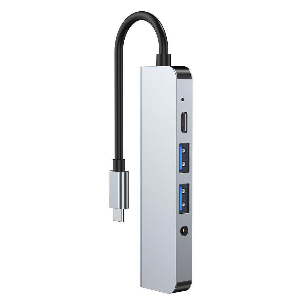 Rozgałęziacz USB HUB przejściówka USB-C 5w1 2xUSB HDMI AUDIO JACK