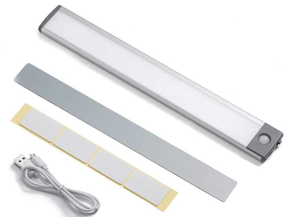 Lampka BEZPRZEWODOWA Listwa PODSZAFKOWA USB-C Led Czujnik Ruchu 23cm