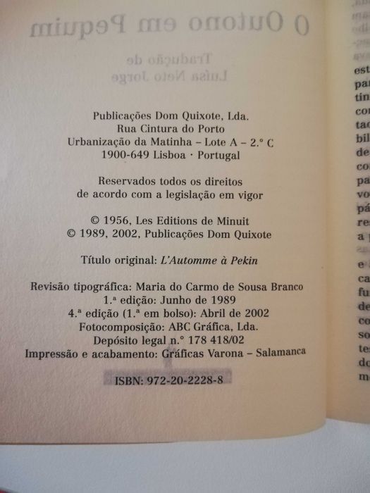 O Outono em Pequim - Boris Vian