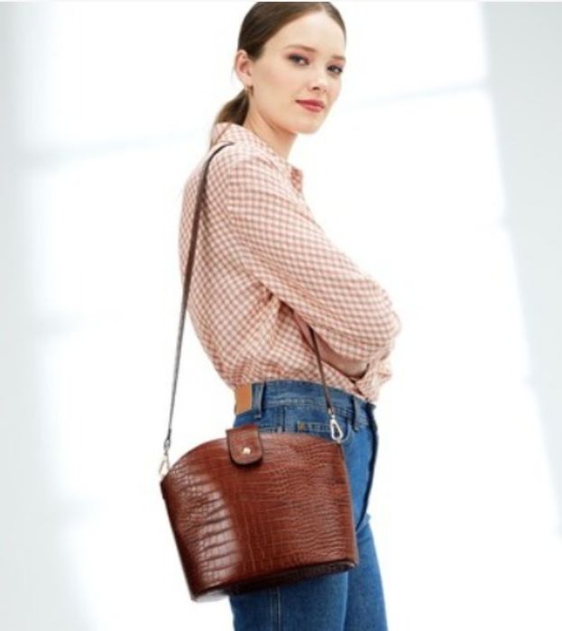 Nowa torebka 2 w 1, crossbody Oriflame Drift Dee brąz skóra krokodyl