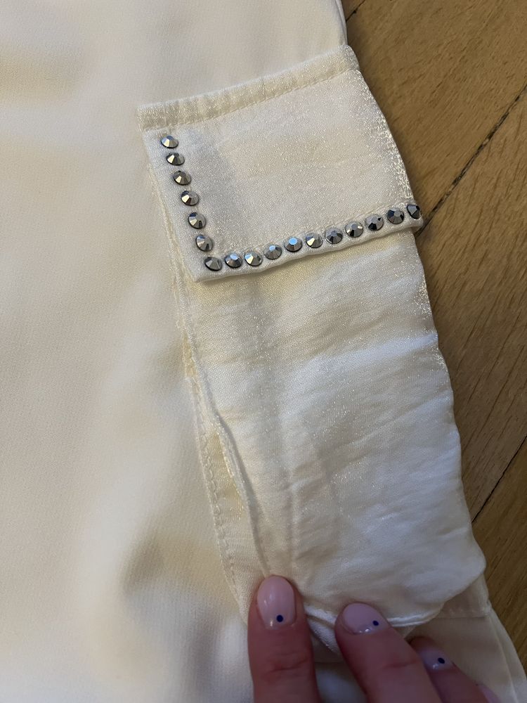 Lekkie, białe spodnie Elisabetta Franchi Jeans rozm 30