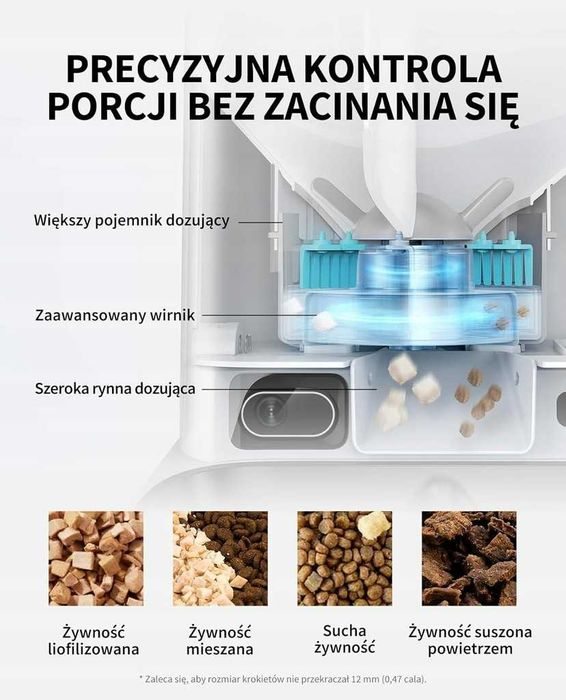 PETKIT Dozownik karmy 5L z kamerą 1080P WiFi podwójny lejek AI kot,.