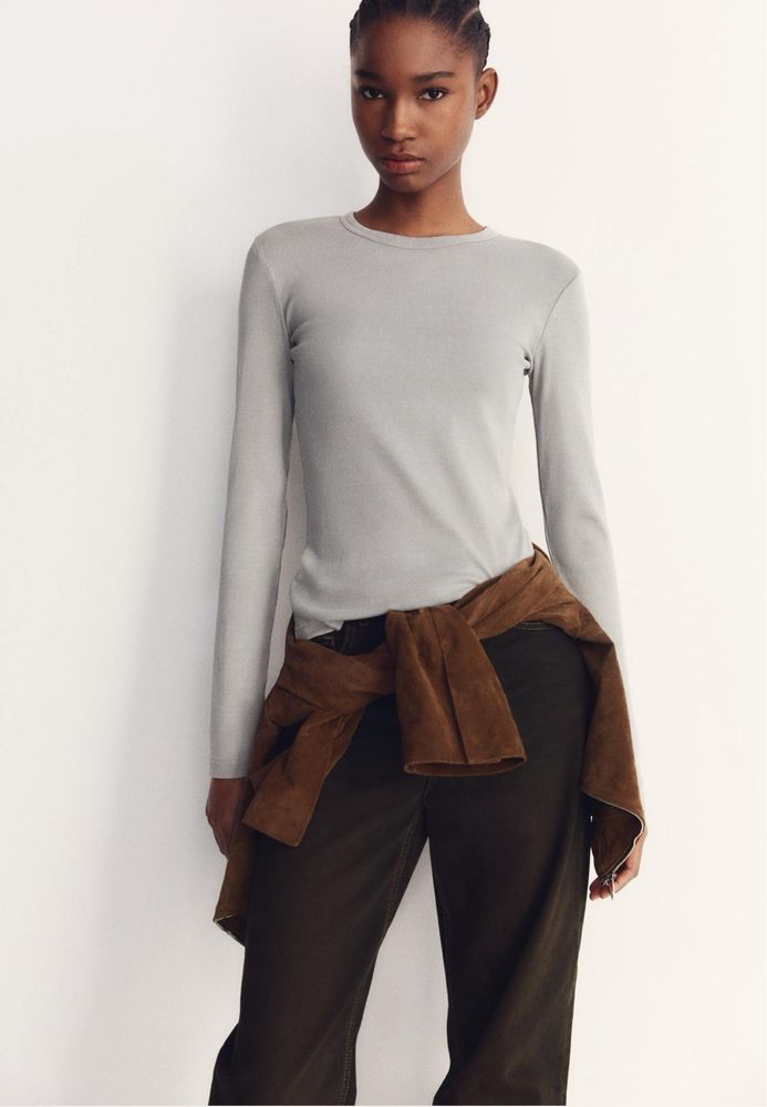 Лонг в рубчик лонгслів Zara